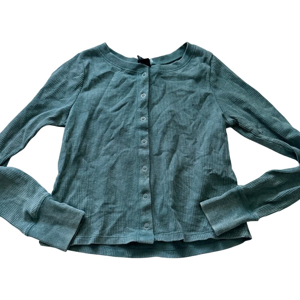 Art Class Girls Green Waffle Knit Top Size 10/12